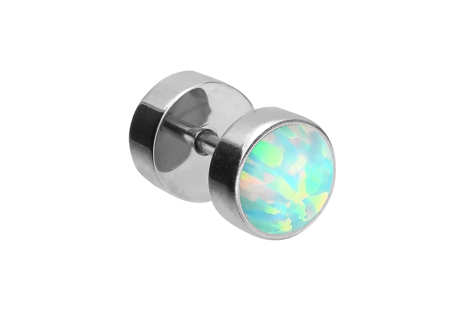 Chirurgenstahl Fake Plug SYNTHETISCHER OPAL ++SALE++ von Piercingline